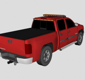 雪佛兰红色作业皮卡SU模型下载_sketchup草图大师SKP模型