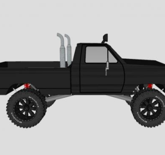 黑色F-100系列皮卡SU模型下载_sketchup草图大师SKP模型