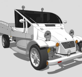 白色电动轻型卡车SU模型下载_sketchup草图大师SKP模型