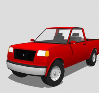 红色轻型载货皮卡SU模型下载_sketchup草图大师SKP模型