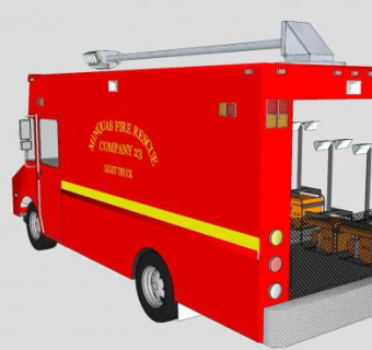 红色照明卡车SU模型下载_sketchup草图大师SKP模型