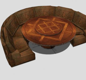 半圆形仿古餐厅饭厅SU模型下载_sketchup草图大师SKP模型