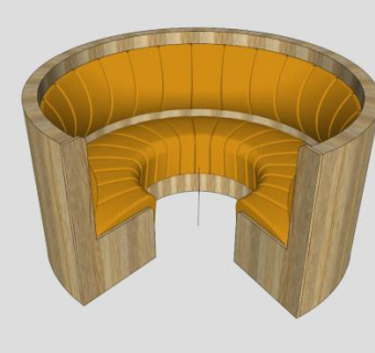 圆形皮革展台卡座SU模型下载_sketchup草图大师SKP模型