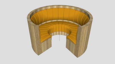 圆形皮革展台卡座SU模型下载_sketchup草图大师SKP模型
