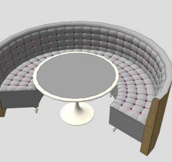 簇绒圆形餐厅卡座SU模型下载_sketchup草图大师SKP模型