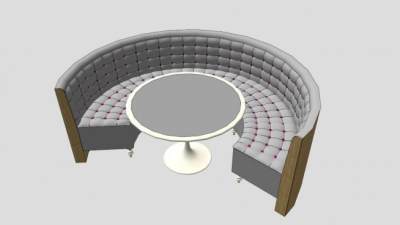 簇绒圆形餐厅卡座SU模型下载_sketchup草图大师SKP模型