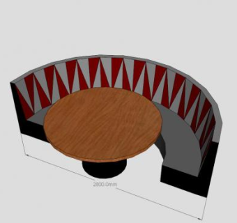 半圆形餐厅卡座SU模型下载_sketchup草图大师SKP模型