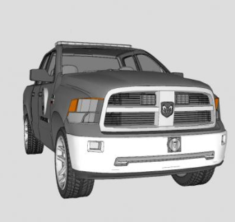 道奇公羊巡逻车SU模型下载_sketchup草图大师SKP模型