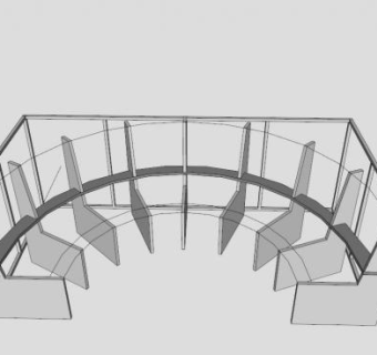 半圆形展台座位SU模型下载_sketchup草图大师SKP模型