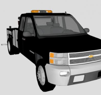 黑色雪佛兰皮卡拖车SU模型下载_sketchup草图大师SKP模型
