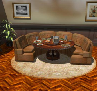 餐饮摊位现场卡座SU模型下载_sketchup草图大师SKP模型