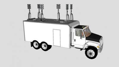 国际动力轻型卡车SU模型下载_sketchup草图大师SKP模型