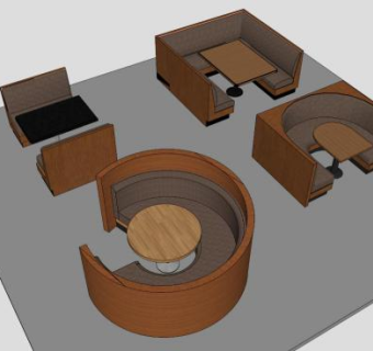 半圆卡座餐厅展厅SU模型下载_sketchup草图大师SKP模型