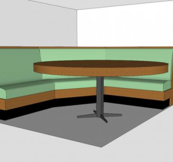 角落摊位圆形卡座SU模型下载_sketchup草图大师SKP模型