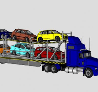 彼得比尔特汽车运输车SU模型下载_sketchup草图大师SKP模型