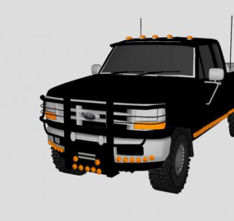 福特F250黑色皮卡SU模型下载_sketchup草图大师SKP模型