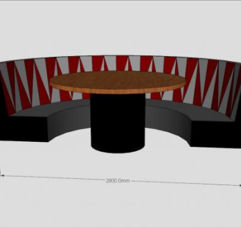 半圆形餐厅SU模型下载_sketchup草图大师SKP模型