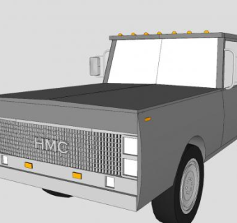 简易灰色皮卡SU模型下载_sketchup草图大师SKP模型