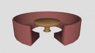 带展位圆形餐桌SU模型下载_sketchup草图大师SKP模型