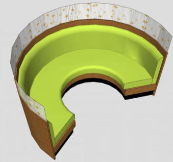 弯曲的展台沙发SU模型下载_sketchup草图大师SKP模型