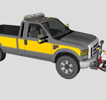 推土皮卡汽车SU模型下载_sketchup草图大师SKP模型