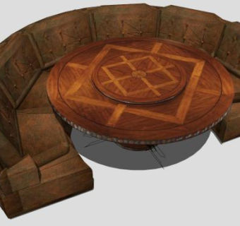 半圆形仿古餐厅SU模型下载_sketchup草图大师SKP模型