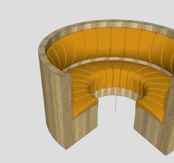 直径圆形皮革沙发SU模型下载_sketchup草图大师SKP模型