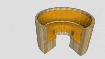 直径圆形皮革沙发SU模型下载_sketchup草图大师SKP模型