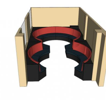 固定座位圆形沙发SU模型下载_sketchup草图大师SKP模型