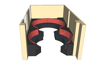 固定座位圆形沙发SU模型下载_sketchup草图大师SKP模型