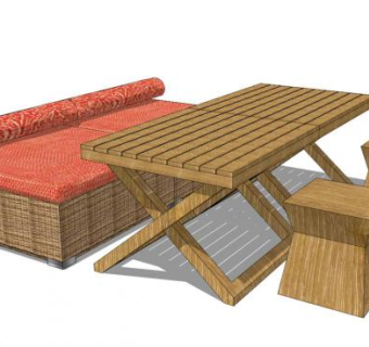 藤条桌子SU模型下载_sketchup草图大师SKP模型