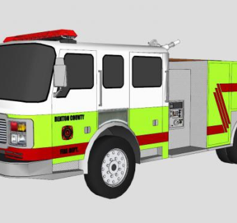本顿县消防车SU模型下载_sketchup草图大师SKP模型