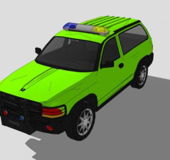 莹光绿道奇警车SU模型下载_sketchup草图大师SKP模型