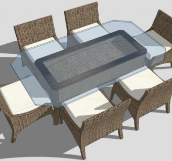 玻璃顶藤桌椅SU模型下载_sketchup草图大师SKP模型