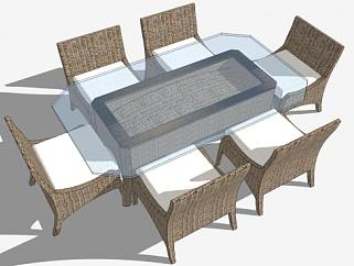 玻璃顶藤桌椅SU模型下载_sketchup草图大师SKP模型