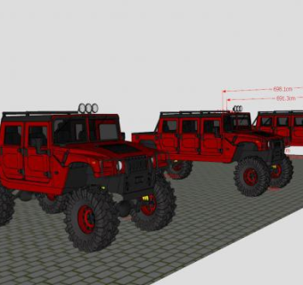 悍马H-1越野车SU模型下载_sketchup草图大师SKP模型