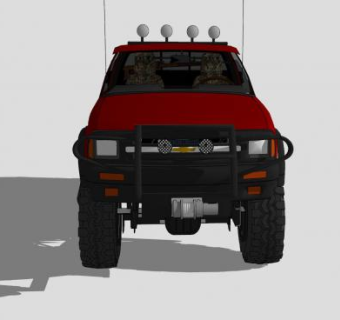 红色越野皮卡SU模型下载_sketchup草图大师SKP模型