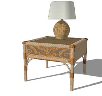 藤孔雀柜桌子SU模型下载_sketchup草图大师SKP模型