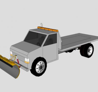 雪犁平板卡车SU模型下载_sketchup草图大师SKP模型