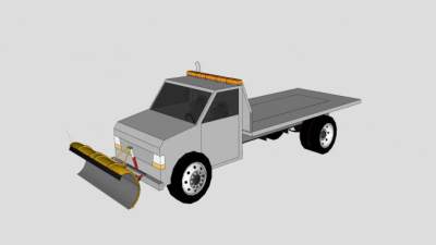 雪犁平板卡车SU模型下载_sketchup草图大师SKP模型