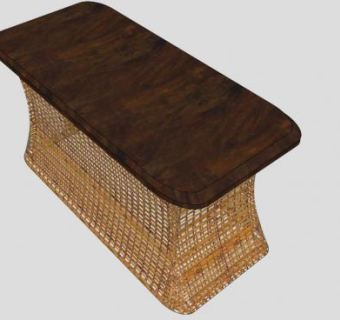 藤条桌子方形SU模型下载_sketchup草图大师SKP模型