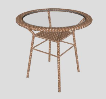 圆形藤条桌子SU模型下载_sketchup草图大师SKP模型