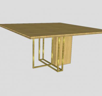 现代八仙桌餐桌SU模型下载_sketchup草图大师SKP模型