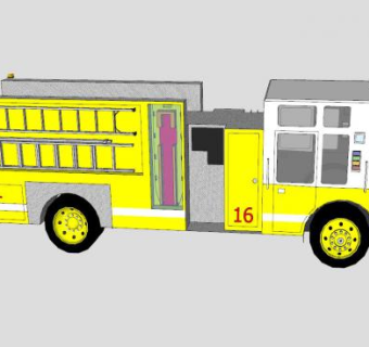 亨利科县消防车SU模型下载_sketchup草图大师SKP模型