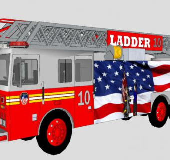 纽约消防车SU模型下载_sketchup草图大师SKP模型