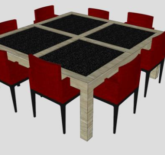 现代八仙桌SU模型下载_sketchup草图大师SKP模型