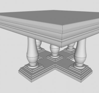 白色方形餐桌SU模型下载_sketchup草图大师SKP模型