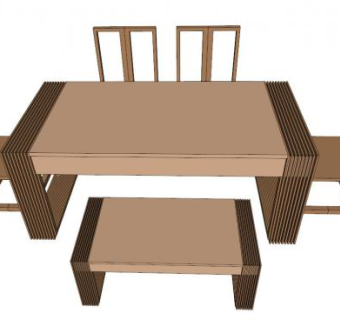 豪生连座餐台SU模型下载_sketchup草图大师SKP模型