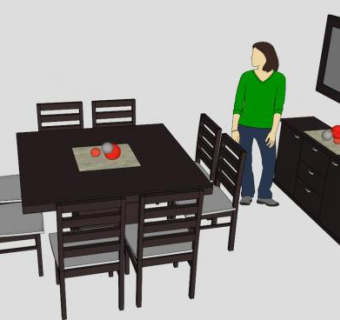 餐厅设备八仙桌SU模型下载_sketchup草图大师SKP模型