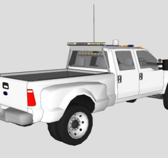 白色福特皮卡汽车SU模型下载_sketchup草图大师SKP模型